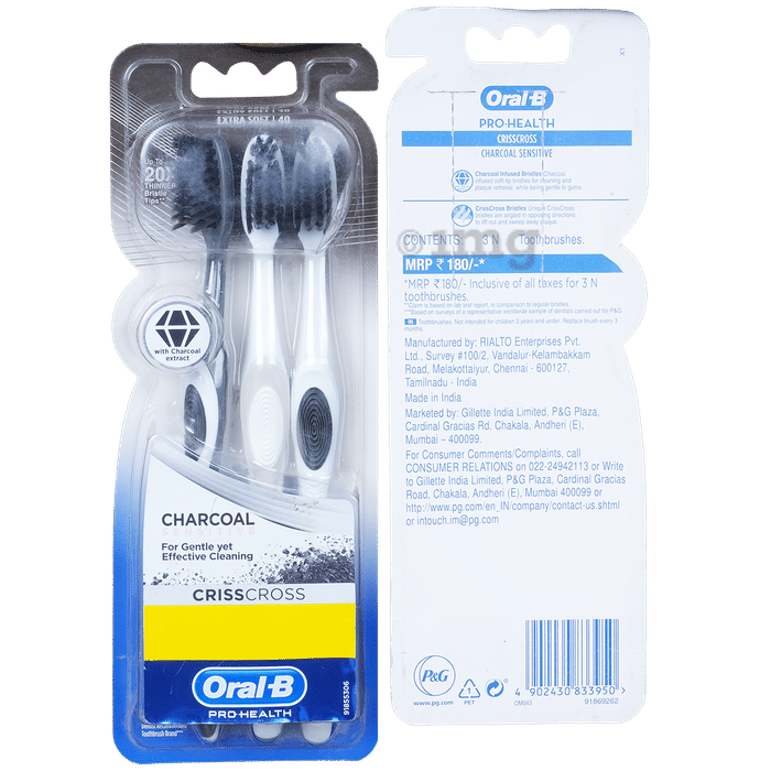 Oral-B Pro Health Crisscross Extra Soft Toothbrush with Charcoal Sensitive Buy 2 Get 1 Free