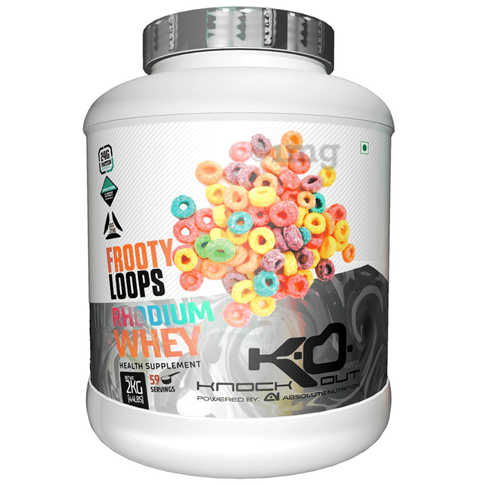 Knockout Rhodium Whey Protein Powder Frooty Loops with Free T-Shirt