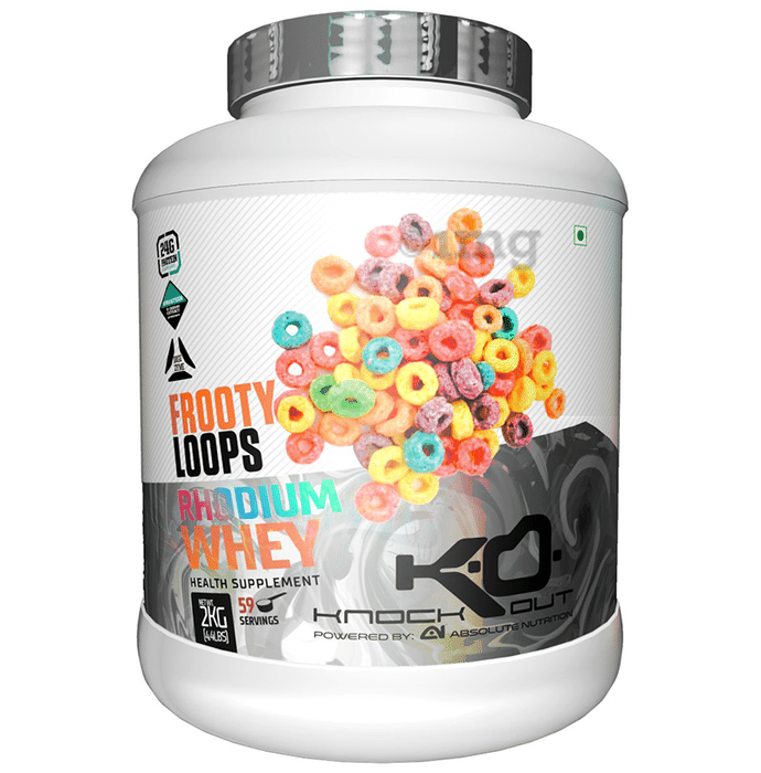 Knockout Rhodium Whey Protein Powder Frooty Loops with Free T-Shirt