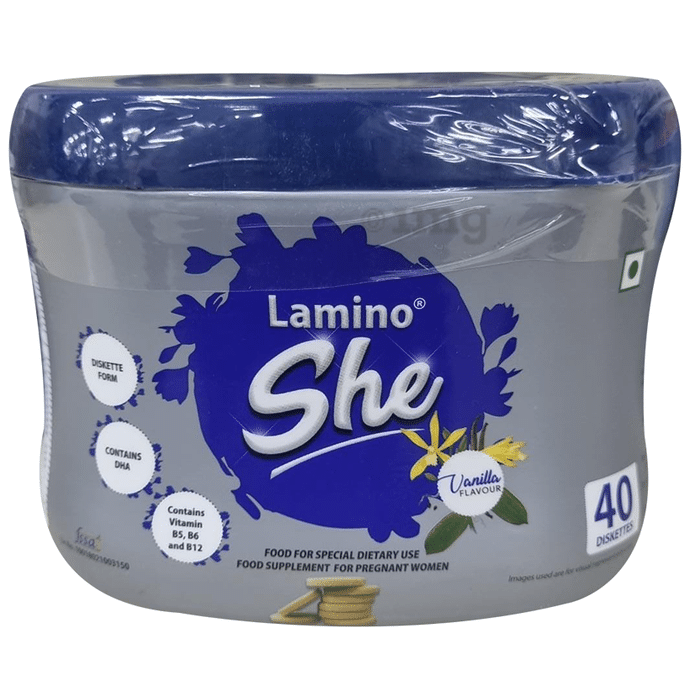 Lamino She with DHA & Vitamins for Pregnant Women | Flavour Diskette Vanilla