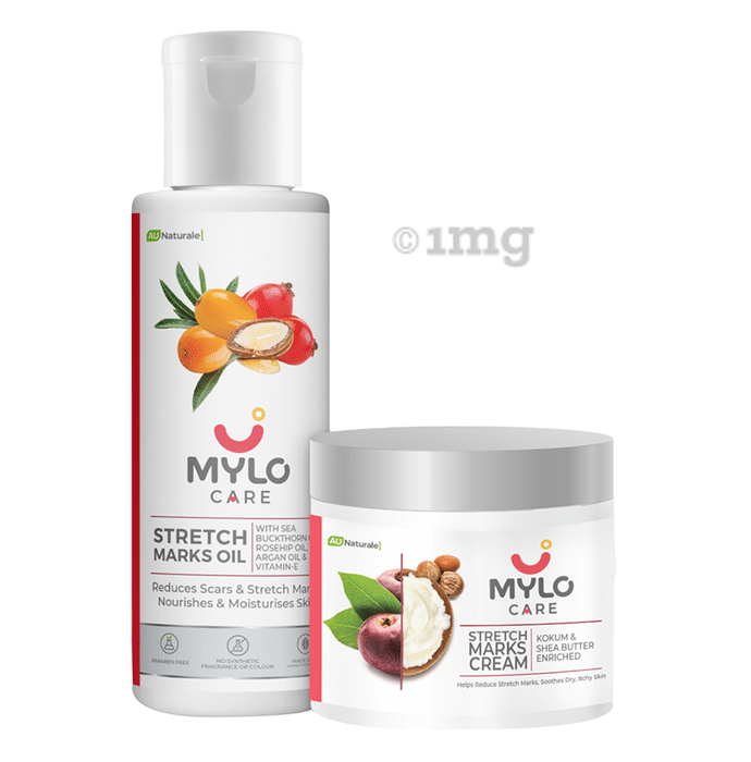 Mylo Combo Pack of Stretch Mark Oil and Stretch Marks Cream (100ml Each)