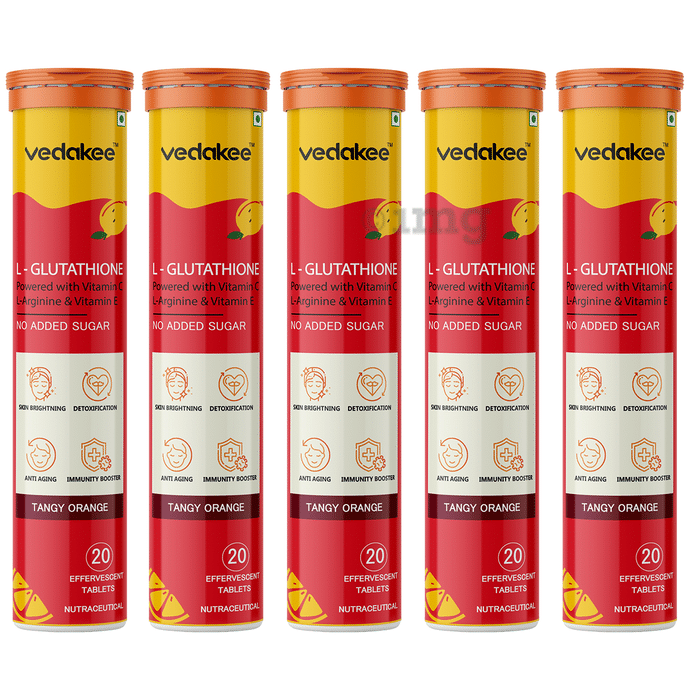 Vedakee L-Glutathione Effervescent Tablet (20 Each) Tangy Orange No Added Sugar