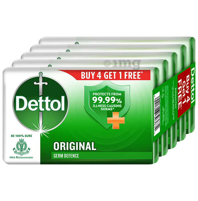 Dettol Original Bathing Soap Bar 125gm Each (Buy 4 Get 1 Free)