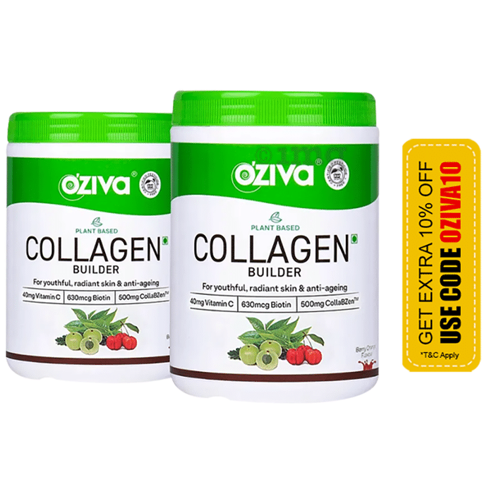 Oziva Plant Based Collagen Builder Berry & Orange Flavour (500gm Each)