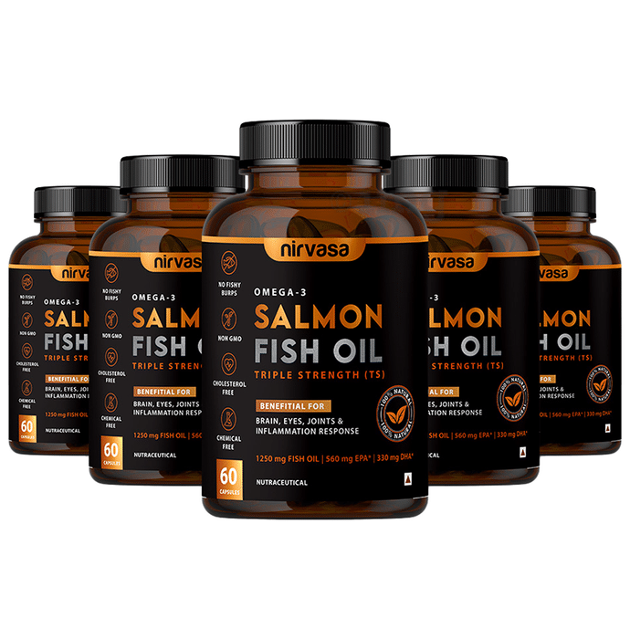 Nirvasa Omega-3 Salmon Fish Oil Triple Strength Capsule (60 Each)