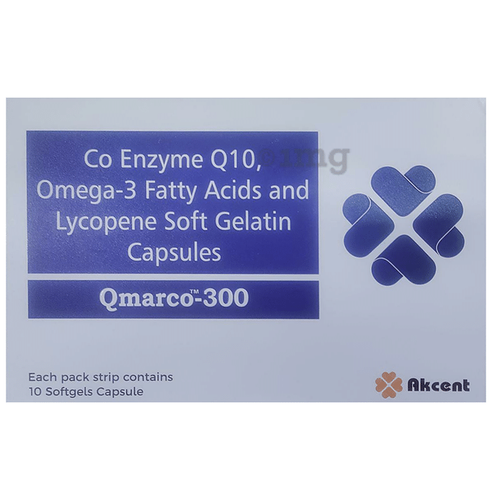 Qmarco 300 Capsule with Coenzyme Q10, Omega-3 Fatty Acids & Lycopene