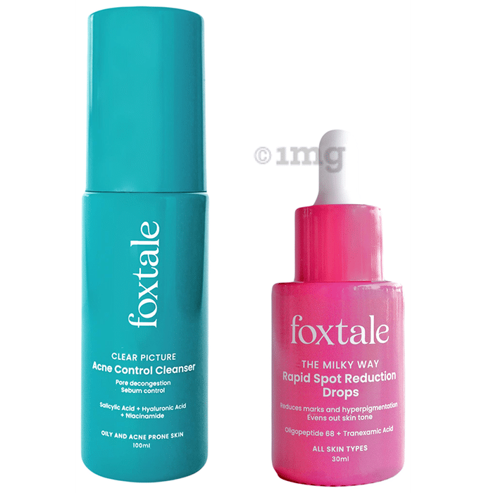 Foxtale Acne Control Cleanser (100 ml) & Rapid Spot Reduction Drops (30 ml)