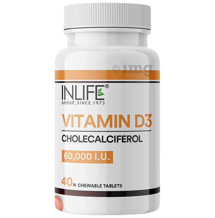 Inlife  Vitamin D3 60000 IU Cholecalciferol  Chewable Tablet