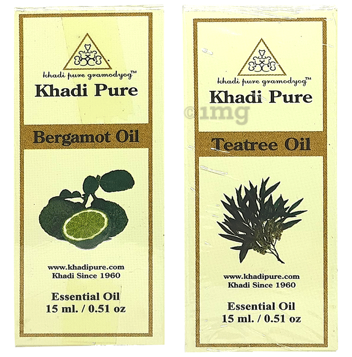 Khadi Pure Combo Pack of Bergamot Oil & Teatree Oil (15ml Each)