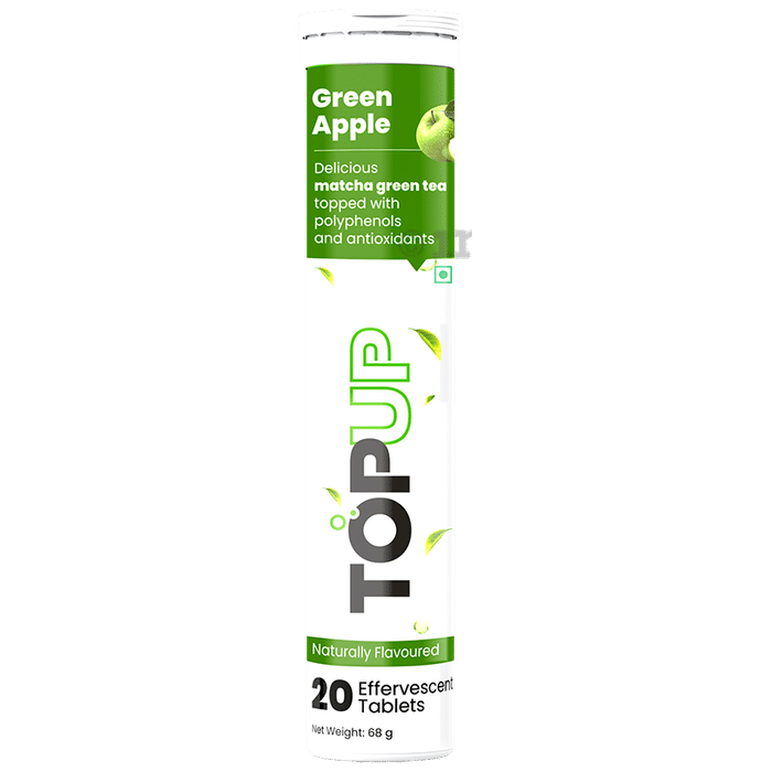 TopUp Delicious Matcha Green Tea Effervescent Tablet (20 Each) Green Apple