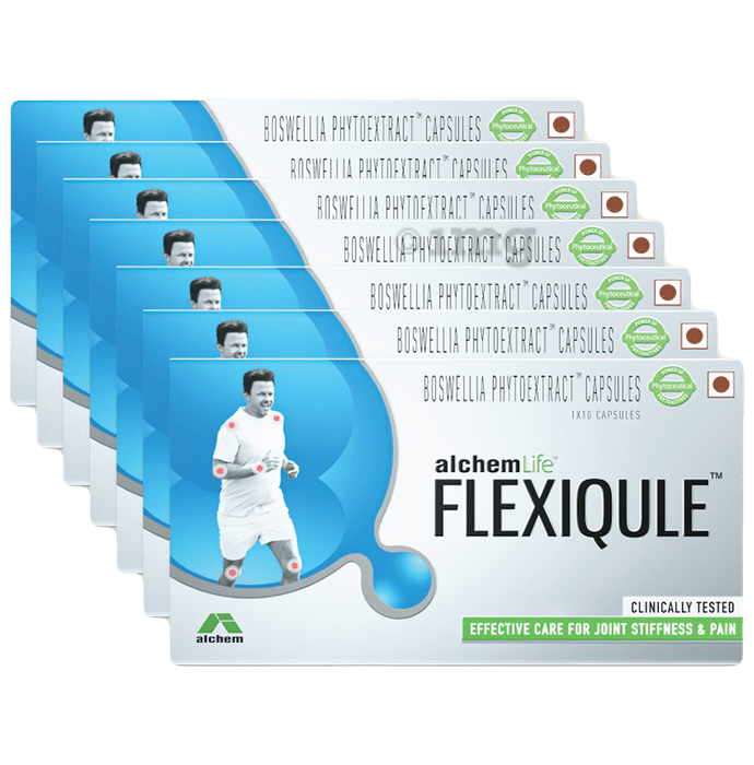 Flexiqule Capsule with Bosewellia Serrata & Ginger | For Joint Stiffness & Pain Relief (10 Each)