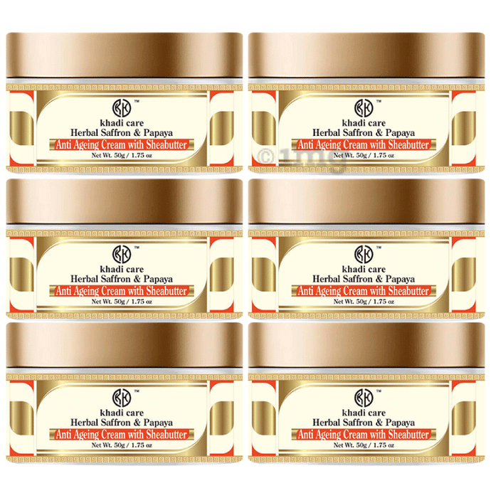 Khadi Care Herbal Saffron & Papaya Anti Ageing Cream with Sheabutter (50gm Each)