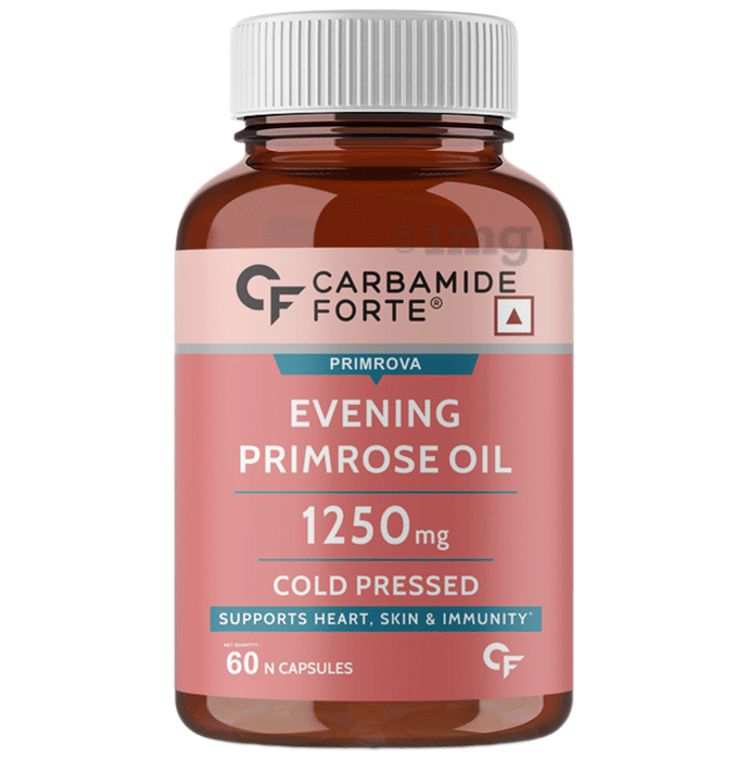 Carbamide Forte Evening Primrose Oil Capsules 1250mg - 100% Pure & Cold Pressed, Hexane & Paraben Free EPO with 10% GLA Softgel Capsule