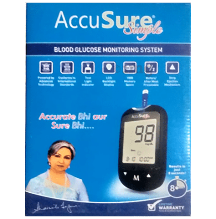 AccuSure Simple 4th Generation Blood Glucose Monitoring System Glucometer