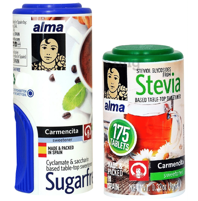 Alma Combo Pack of Sugarfree 650 Tablet and Stevia 175 Tablet Low Calorie Sweetener