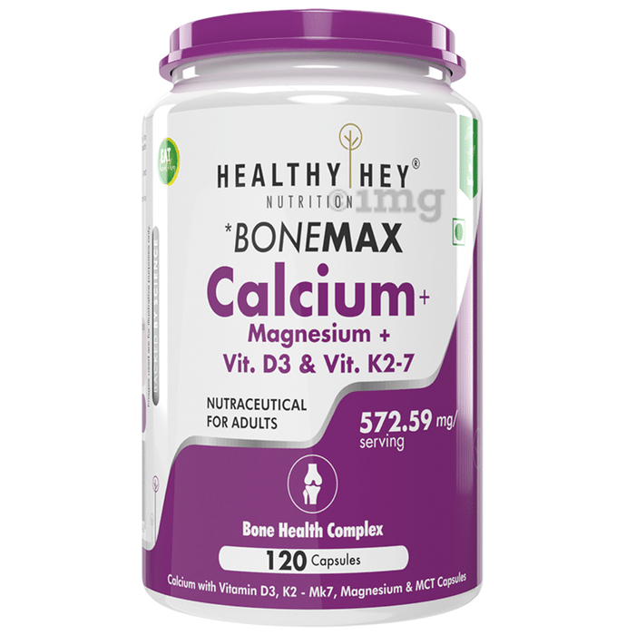 HealthyHey Nutrition Bonemax with Calcium, Magnesium, Vit D3 & K2-7 | For Bone Health | Capsule