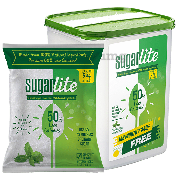 Sugarlite 50% Less Calories+ | Blended Sugar with Stevia with Storage Jar Free