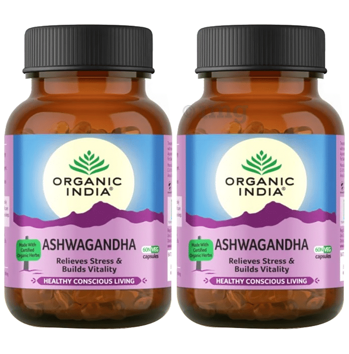 Organic India Ashwagandha Veg Capsule | | Relieves Stress & Builds Vitality (60 Each)