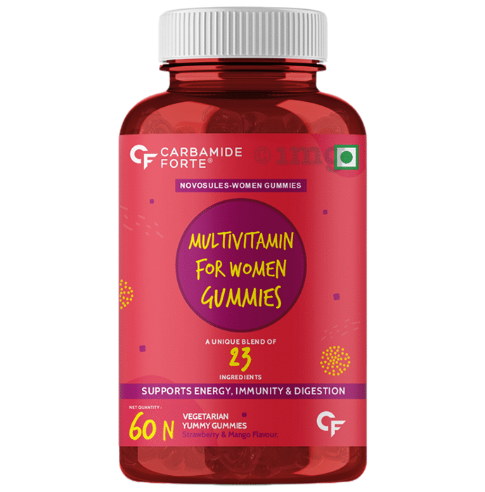 Carbamide Forte Multivitamins for Women | Veg Gummies for Energy, Immunity & Digestion | Flavour Strawberry & Mango