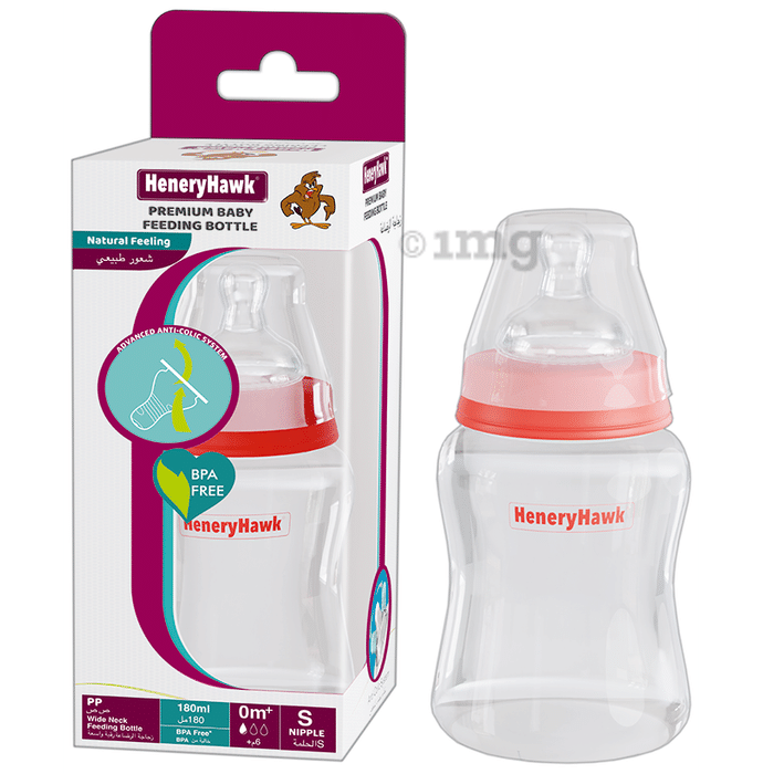 HeneryHawk Natural Feeling Anti-Colic BPA Free Wide Mouth Wide Neck Feeding Bottle