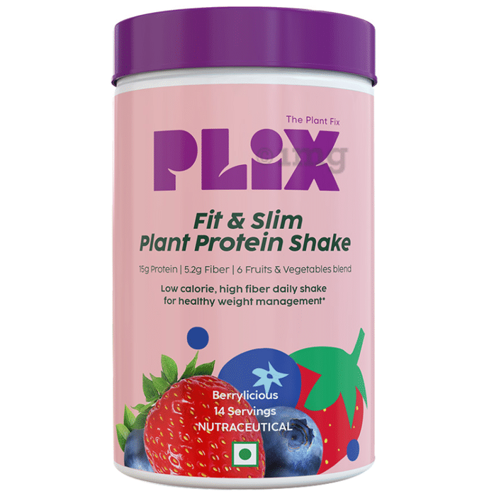 Plix Fit & Slim Smoothie | Plant Protein Shake for Weight Management | Flavour Powder Strawberry