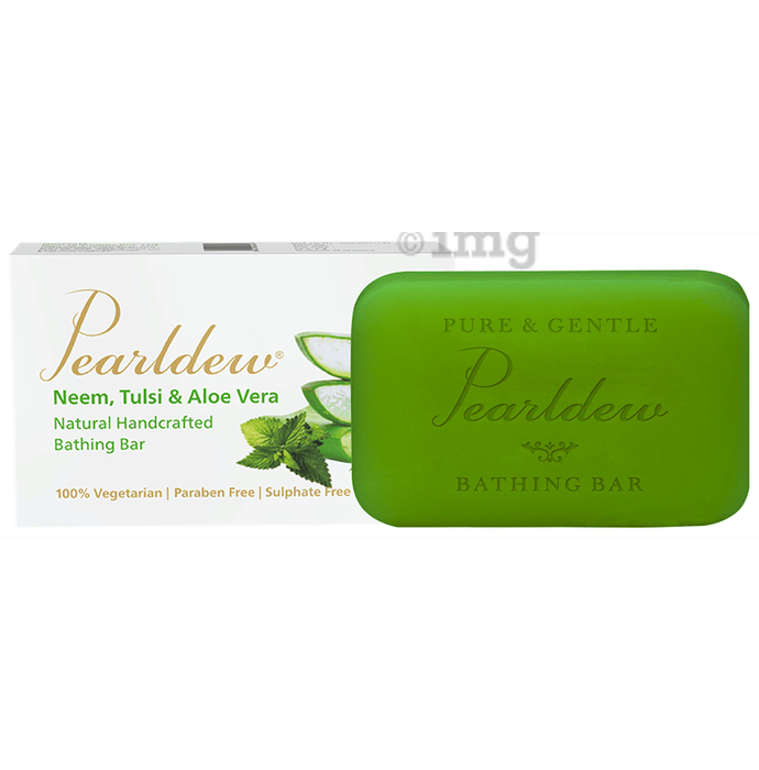 Pearldew Neem, Tulsi & Aloe Vera Natural Handcrafted Bathing Bar (75gm Each)