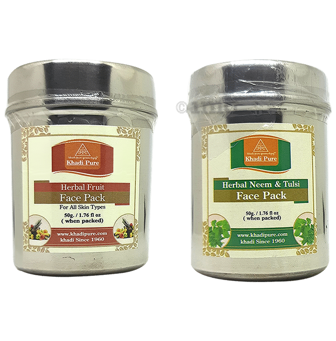 Khadi Pure Combo Pack of Herbal Fruit Face Pack & Herbal Neem & Tulsi Face Pack (50gm Each)