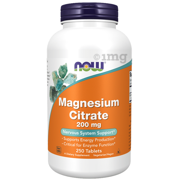 Now Foods Magnesium Citrate 200mg for Energy, Enzyme Action & Nervous System Support | Vegetarian Tablet