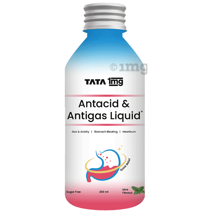 Tata 1mg Antacid & Antigas Liquid for Heartburn, Indigestion & Gas Sugar Free Mint