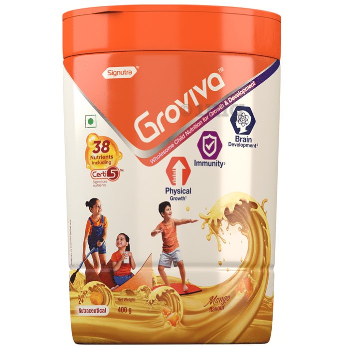 Groviva Child Nutrition for Physical Growth, Brain Development & Immunity | Flavour Mango Powder