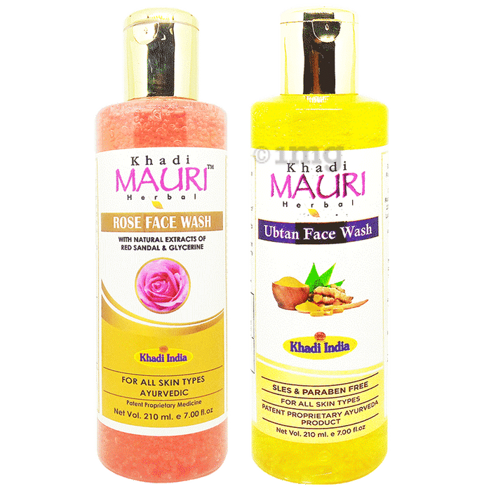 Khadi Mauri Herbal Combo Pack Rose & Ubtan Face Wash(210ml Each)