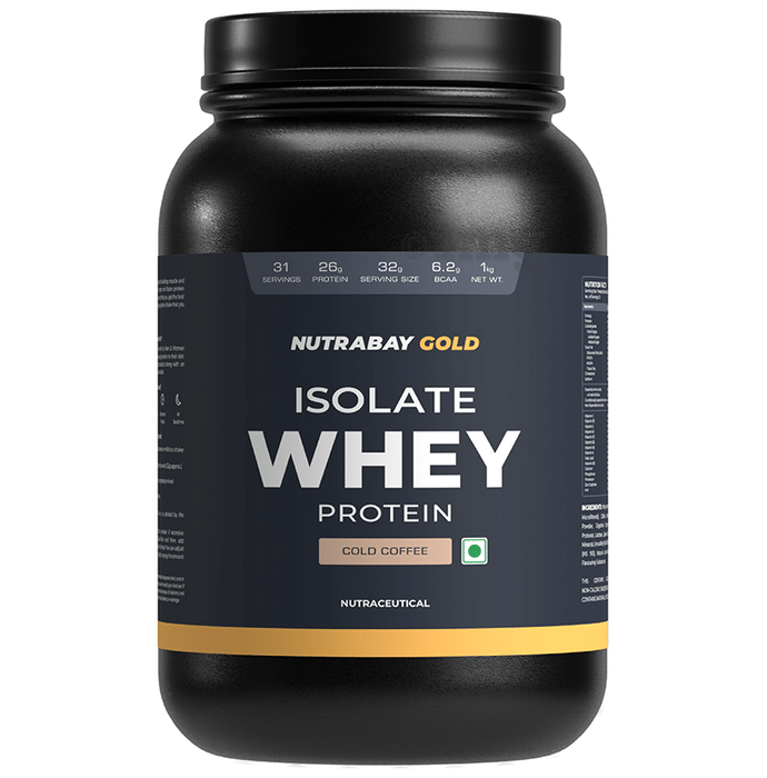 Nutrabay Gold Isolate Whey Protein for Muscles, Recovery, Digestion & Immunity | No Added Sugar  Cold Coffee