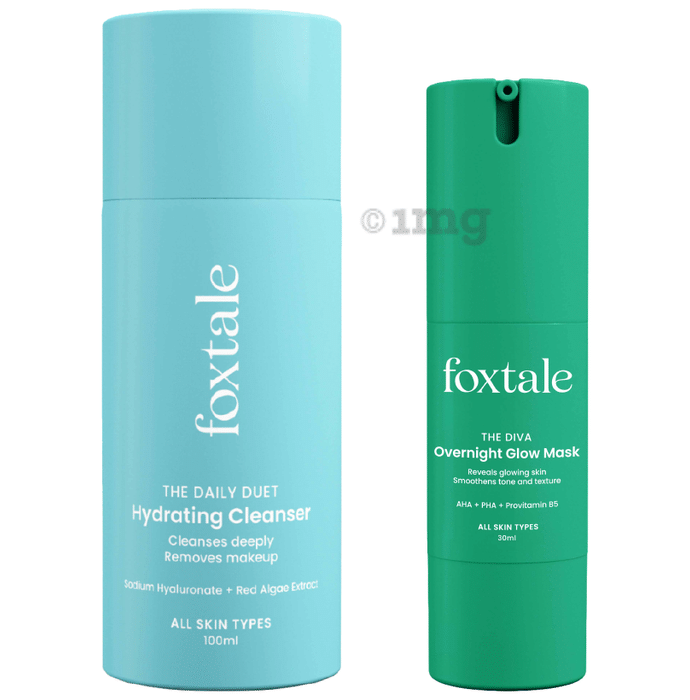 Foxtale Combo Pack of Hydrating Cleanser 100ml and Overnight Glow Mask 30ml