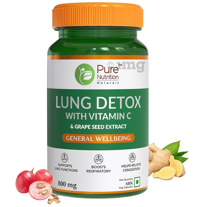 Pure Nutrition Lung Detox with Vitamin C 800mg Veg Capsule | For Respiratory Care