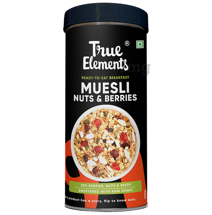 True Elements Muesli Nuts & Berries with High Fiber | Sweetened with Raw Honey