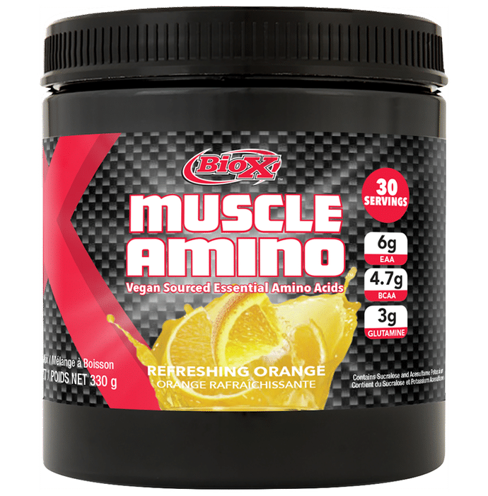 BioX Refreshing Orange Muscle Amino Vegan Sourced Essential Amino Acids Powder