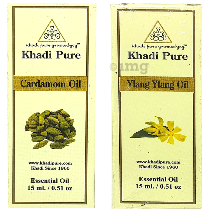 Khadi Pure Combo Pack of Cardamom Oil & Ylang Ylang Oil (15ml Each)