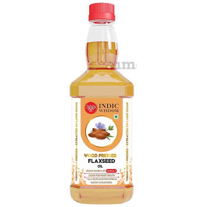 Indic Wisdom Wood Pressed Flaxseed Oil (Cold Pressed - Extracted on Wooden Churner)