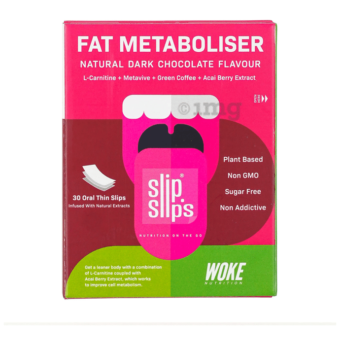 Slip Slip's Fat Metaboliser Oral Thin Strip Support Weight Loss and Energy Booster Natural Dark Chocolate
