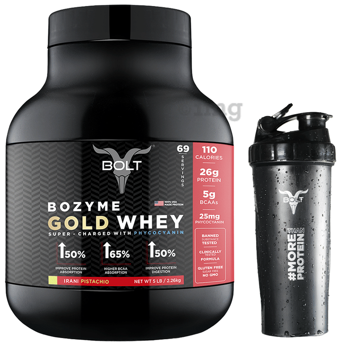 Bolt Bozyme Gold Whey Powder Piedmont Chocolate with Shaker Free