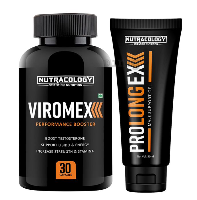 Nutracology Combo Pack of Viromex Performance Booster 30 Capsule & Prolongex Male Support Gel 50ml