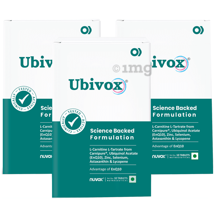 Nuvox Ubivox Tablet, L Carnitine & L-Tartrate, Improves Fertility & Sperm Health (10 Each)
