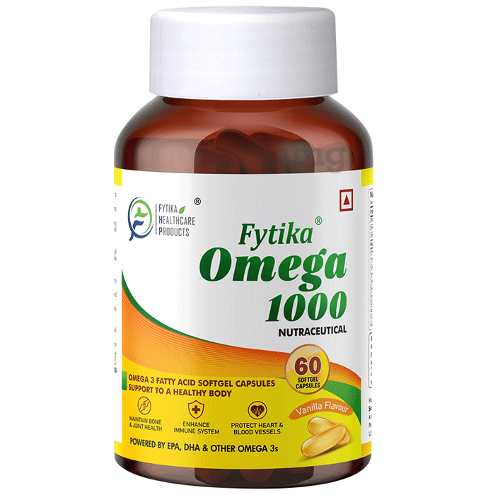 Fytika Omega 1000 for Bones, Heart & Blood Vessels | Soft Gelatin Capsule Vanilla