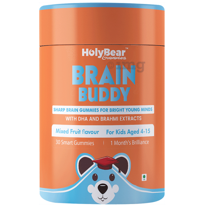 HolyBear BRAINBUDDY Sharp Brain Gummies For Kids With Brahmi Extract & DHA Flavour Mixed Fruit