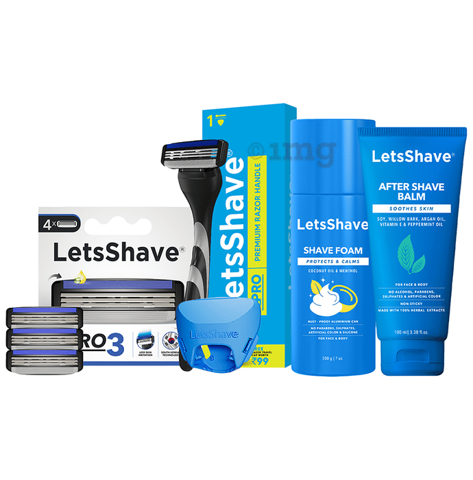 LetsShave Pro 3 Shaving Razor Value Kit