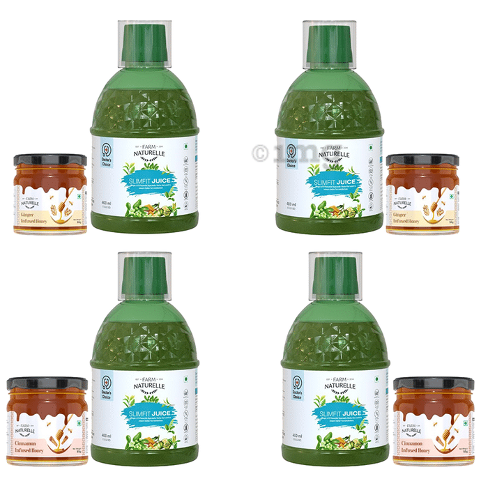Farm Naturelle Slimfit Juice (400ml Each) with 55 gm Ginger Infused Honey Free