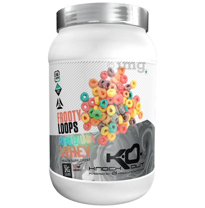 Knockout Rhodium Whey Protein Powder Frooty Loops with Free Shaker