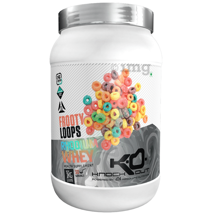 Knockout Rhodium Whey Protein Powder Frooty Loops with Free Shaker