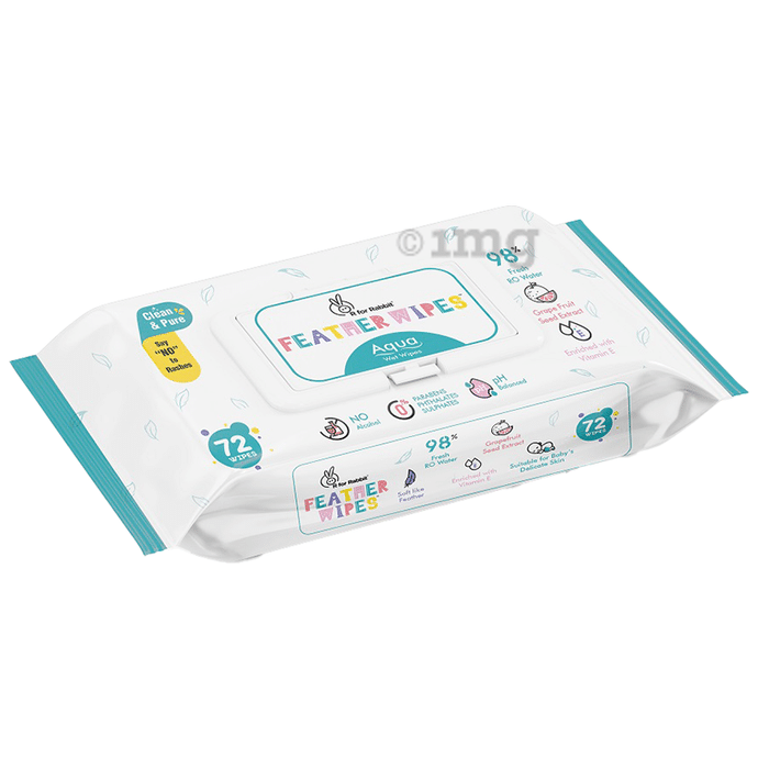 R for Rabbit Feather Wipes (72 Each) Aqua