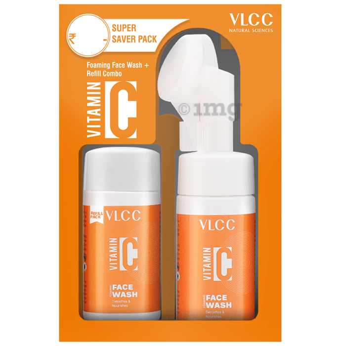 VLCC Vitamin C Foaming Face Wash + Refill Combo (100ml Each)